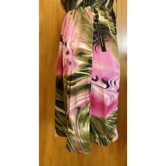 BCBGMAXAZRIA psychedelic Multi Spaghetti Ruffle open Back Maxi Dress Sizes XS/S - Picture 11 of 13